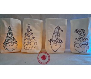 Stickserie - Stylish xmas Gnomes LineArt